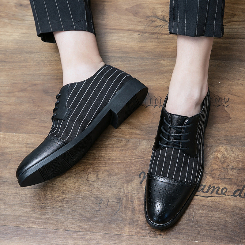 British style men's casual striped breathable business leather shoes