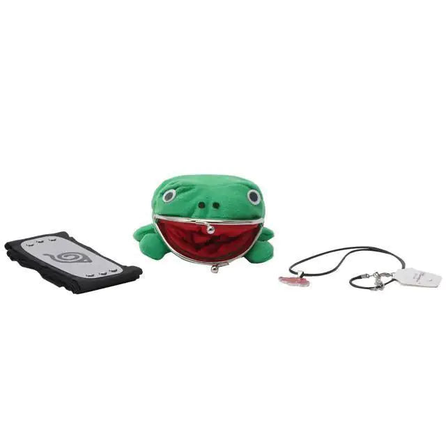 Naruto Akatsuki Green Frog Wallet with Hidden Leafe Village Headband Necklace