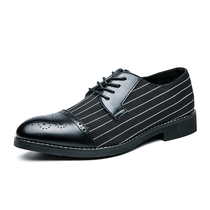 British style men's casual striped breathable business leather shoes