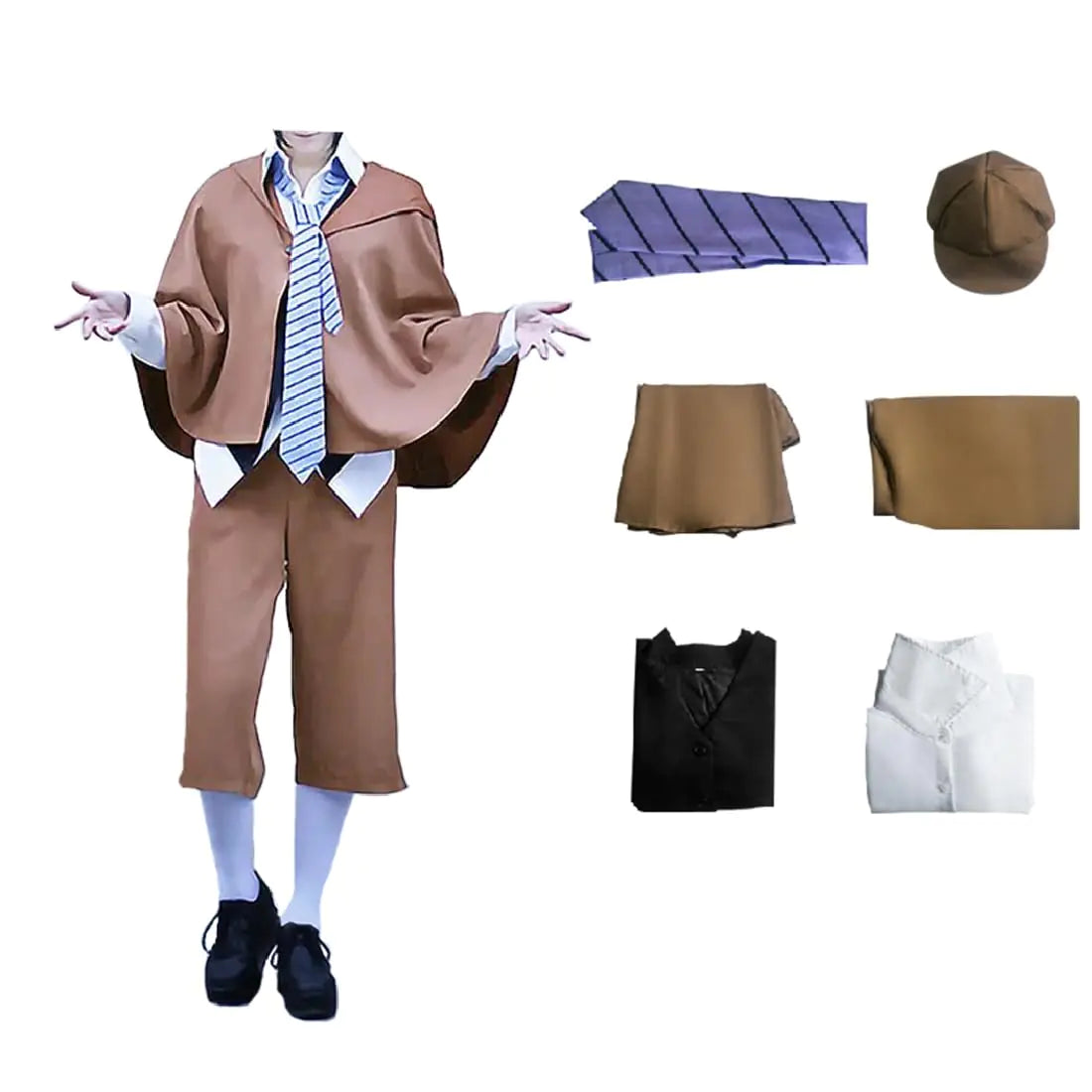 Tomioka Anime Dazai Osamu Cosplay Costume BungoStray Outfit Ranpo Edogawa Detective Uniforms Full Set Halloween Party (STYLE-1 XL)