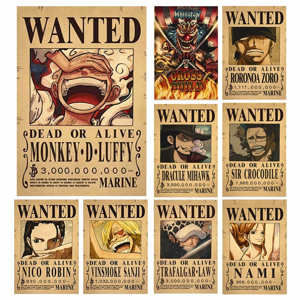 Anime Luffy Gear 5 One Pieces Bounty Wanted Posters