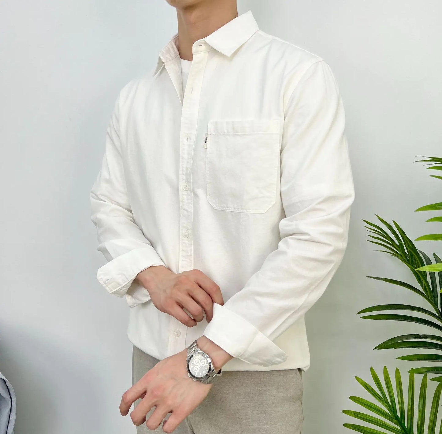 Cotton Casual Shirt Stand-Up