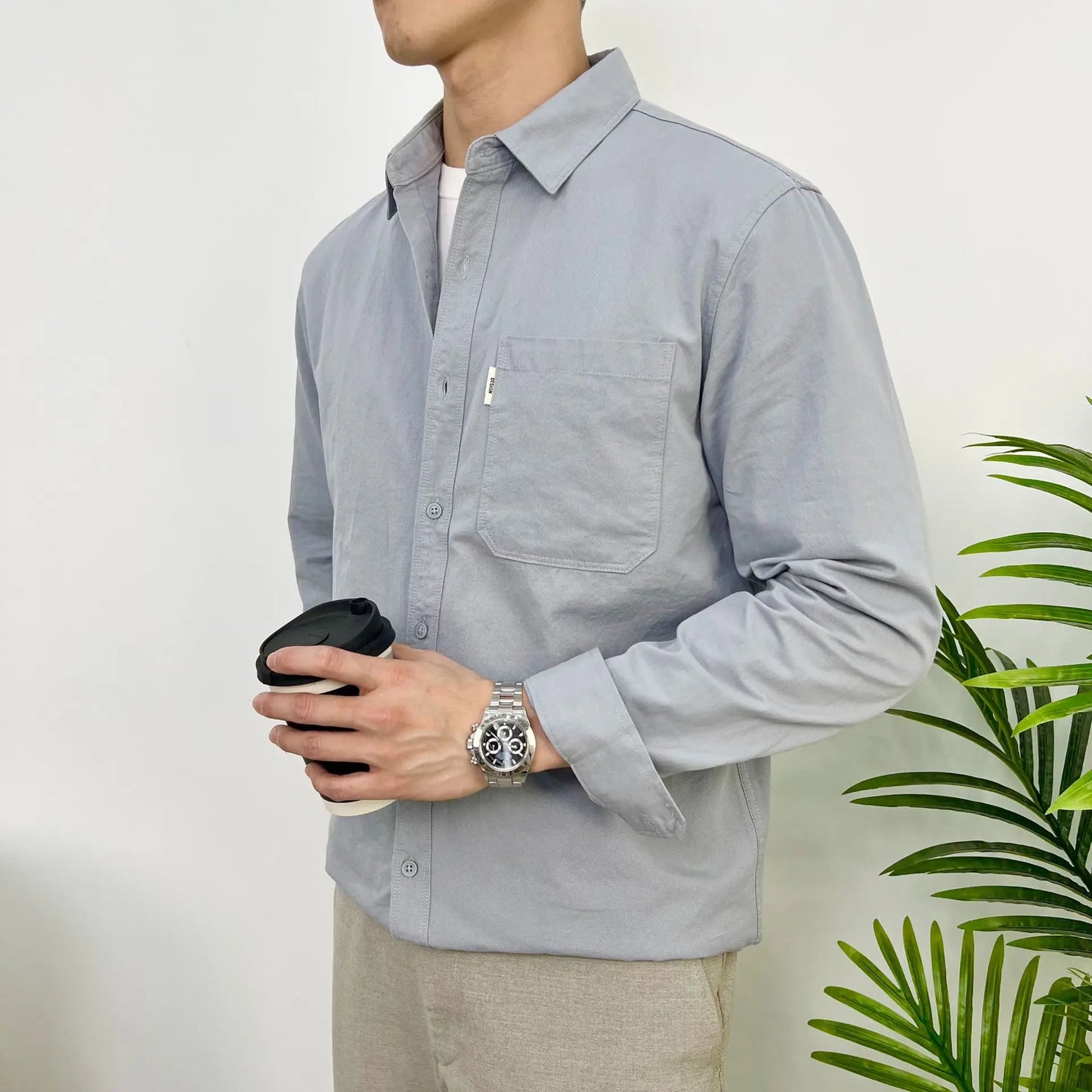 Cotton Casual Shirt Stand-Up