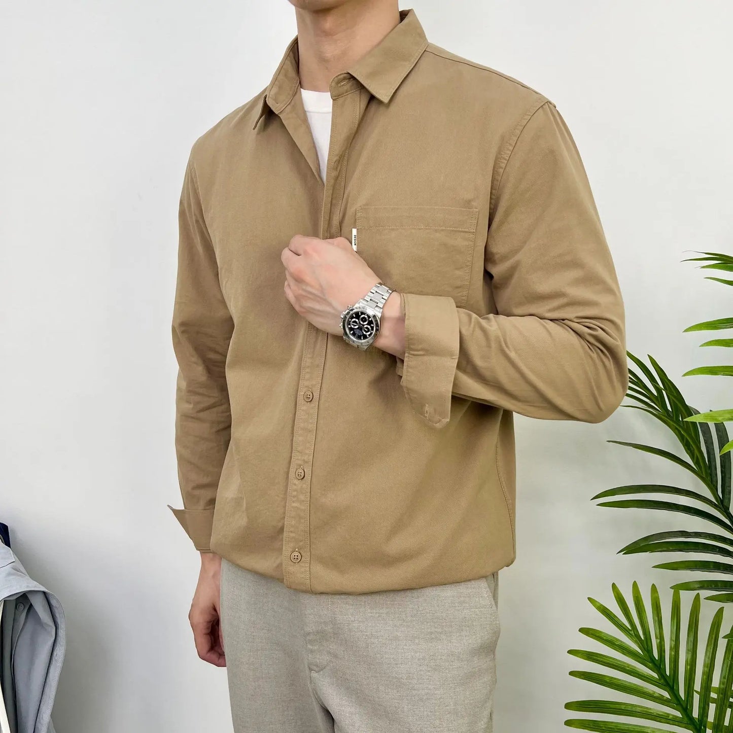 Cotton Casual Shirt Stand-Up