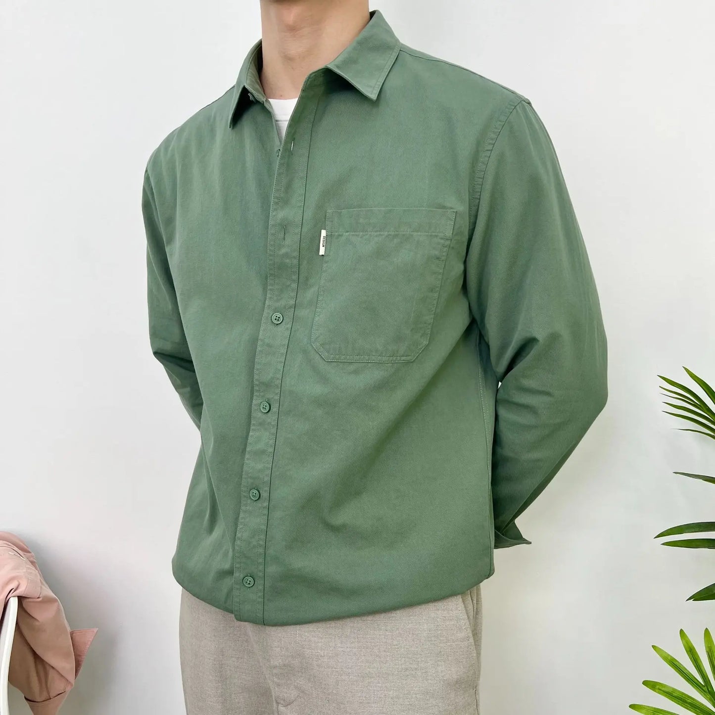 Cotton Casual Shirt Stand-Up