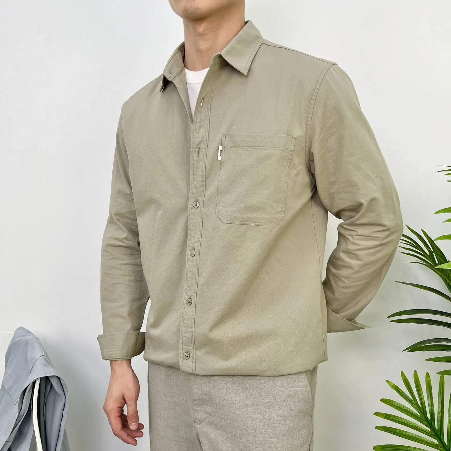Cotton Casual Shirt Stand-Up
