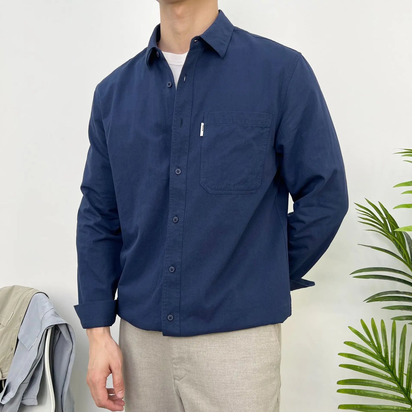 Cotton Casual Shirt Stand-Up