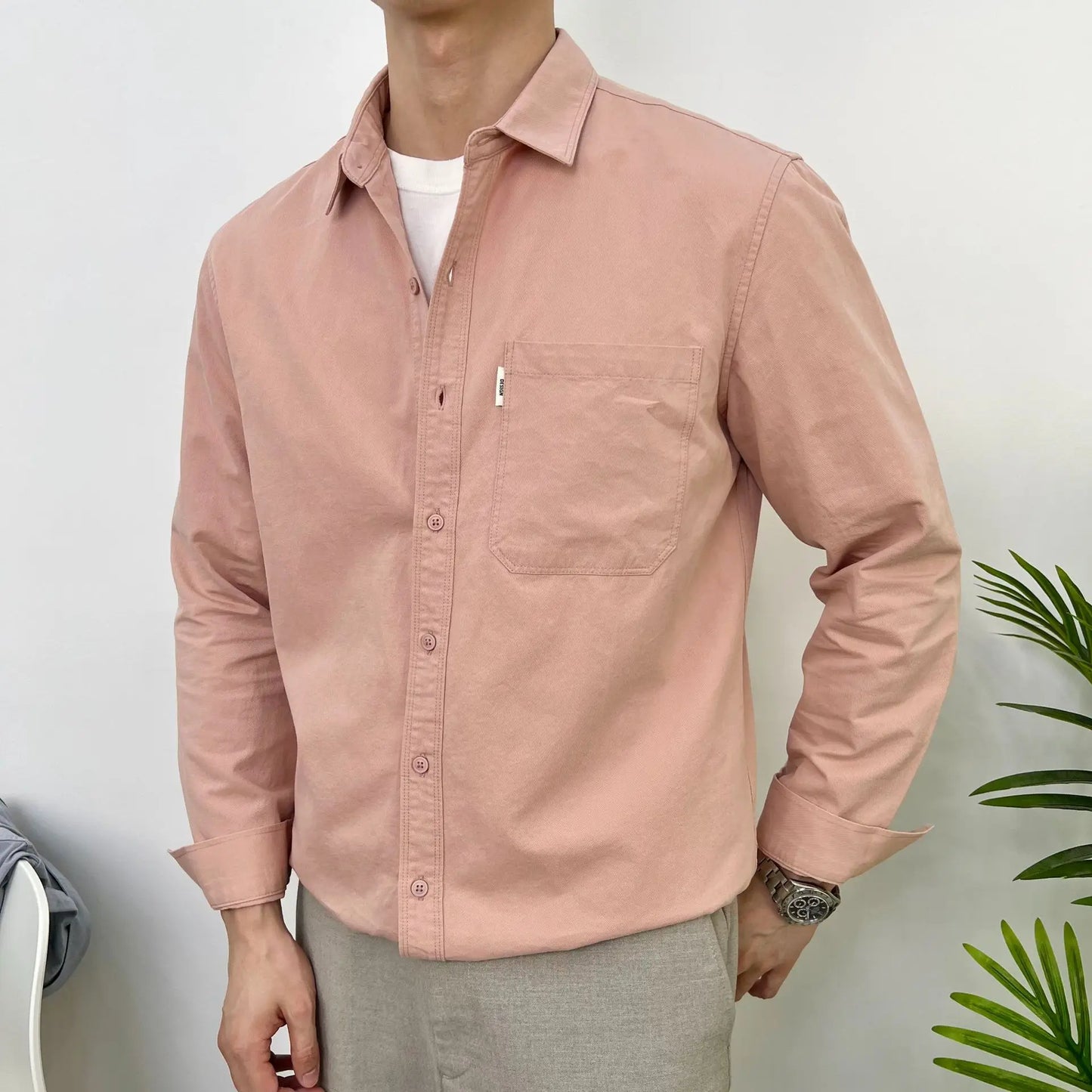 Cotton Casual Shirt Stand-Up