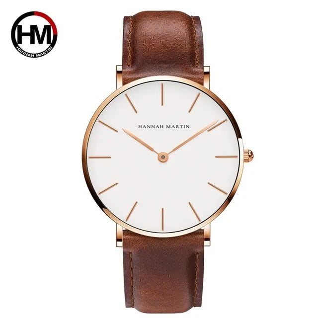 Elegant Rose Gold Leather Watch