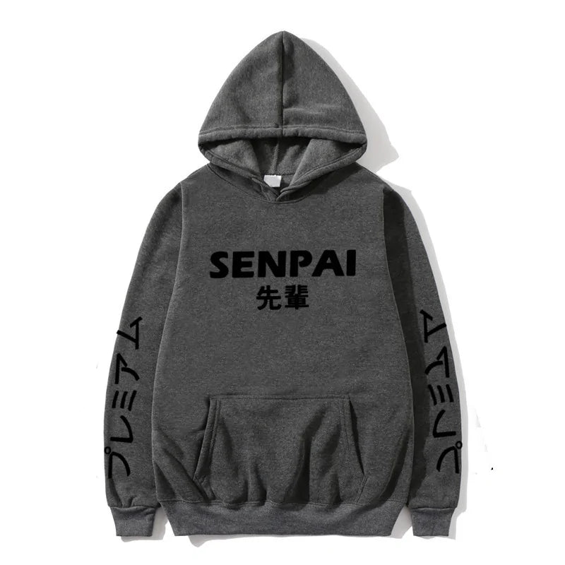 Winter Anime Senpai Print Fleece Hoodies