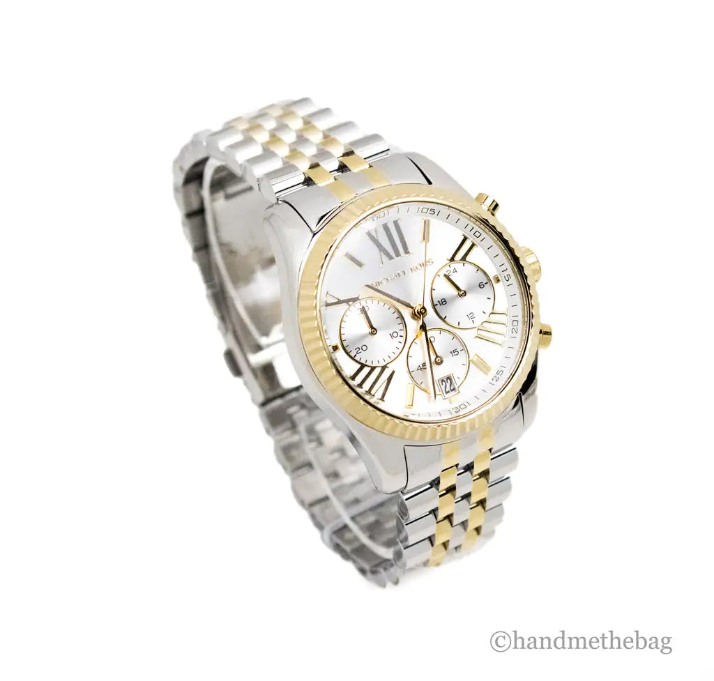 Michael Kors (MK5955) Lexington Chronograph Silver Gold Toned Stainless Steel Watch